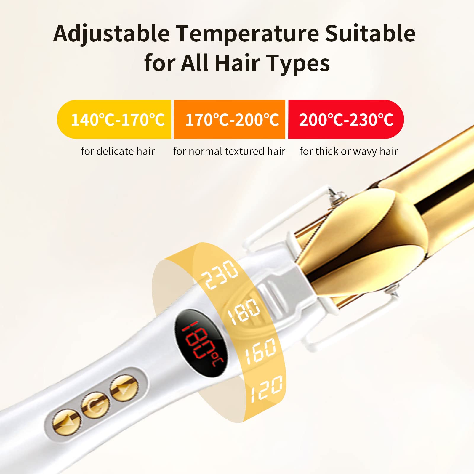 Rosy Forth Curling Iron 32mm with Ceramic Coating Barrel, Professional Curling Wand Instant Heat up, Gold Hair Curler with LCD Display (OPEN-BOX) Rosy Forth Curling Iron 32mm with Ceramic Coating Barrel, Professional Curling Wand Instant Heat up, Gold Hair Curler with LCD Display (OPEN-BOX)